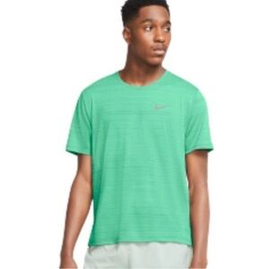Nike Mens Dri-Fit Miler T-Shirt Green Glow Running Short Sleeve Size Small